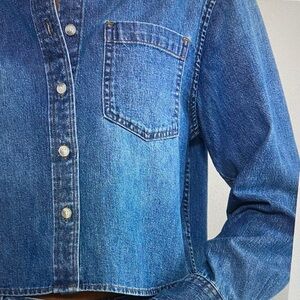 Long Sleeve Waist Denim Shirt | S